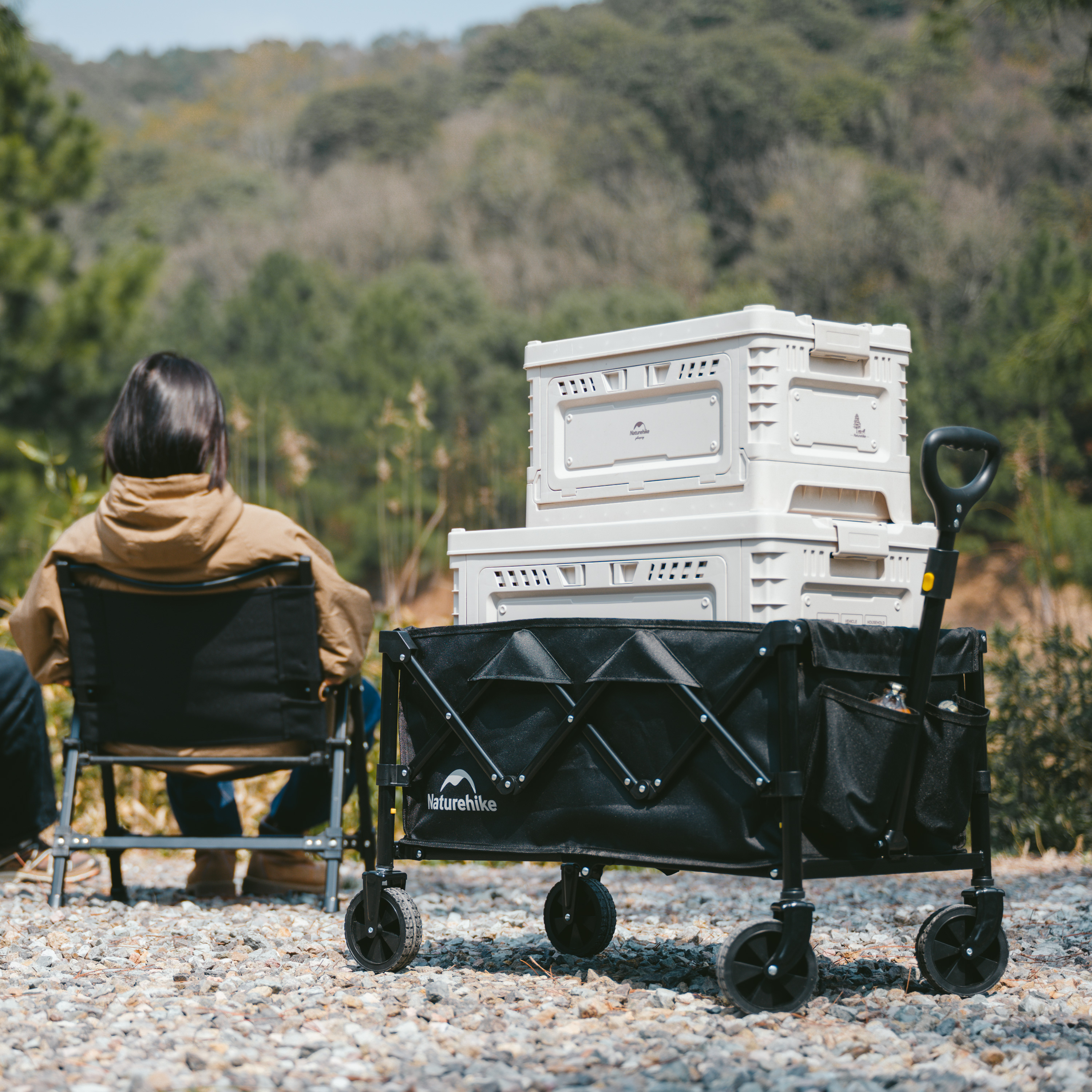 Naturehike skládací přepravní vozík na kolečkách Smart 6 kg - černý